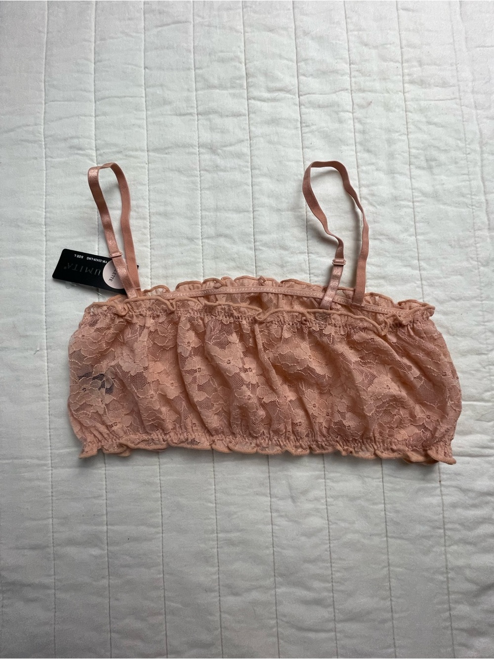 Sheer Lace Peach Bralette Large